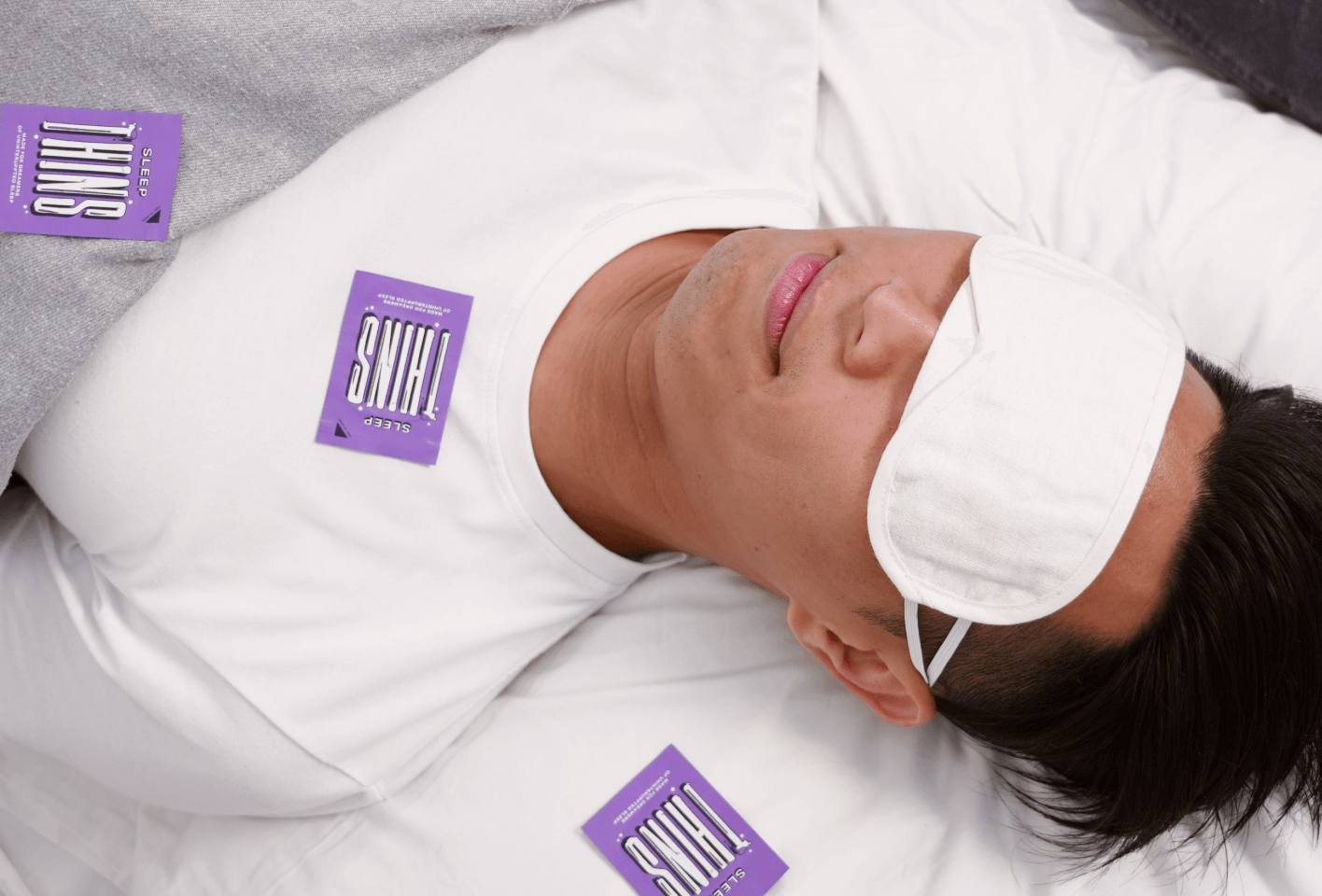 Man enjoying a good night sleep after using thins.